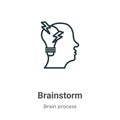 Brainstorm outline vector icon. Thin line black brainstorm icon, flat vector simple element illustration from editable brain