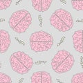 Brainstorm. Seamless pattern with the human brain Royalty Free Stock Photo