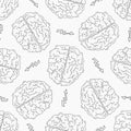 Brainstorm. Seamless pattern with the human brain Royalty Free Stock Photo
