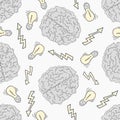 Brainstorm. Seamless pattern with the human brain Royalty Free Stock Photo