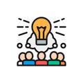 Brainstorm, teamleader, idea flat color line icon. Royalty Free Stock Photo