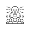 Brainstorm, teamleader, idea line icon.