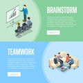 Brainstorm and teamwork isometric banners Royalty Free Stock Photo