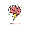 Brainstorm vector icon idea. Brain storm lighting power creative concept, mind illustration Royalty Free Stock Photo