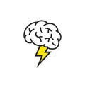 Brainstorm vector icon idea. Brain storm lighting power creative concept, mind illustration Royalty Free Stock Photo
