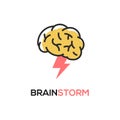 Brainstorm vector icon idea. Brain storm lighting power creative concept, mind illustration Royalty Free Stock Photo