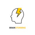 Brainstorm vector icon idea. Brain storm lighting power creative concept, mind illustration Royalty Free Stock Photo