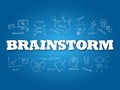 Brainstorm white word on light blue background. Vector illustration