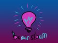 Brainstorm word with lightbulb - blue and pink digital painting of business idea concept