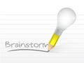 Brainstorm written with a light bulb idea pencil