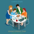 Brainstorming creative team people flat 3d web vector isometric