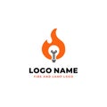 Brainstorming fire creative idea vector logo design. flame illustration with negative space light bulb icon symbol