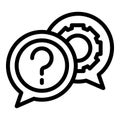 Brainstorming gear chat icon, outline style