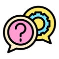Brainstorming gear chat icon vector flat