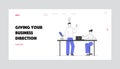 Brainstorming Group Solving Problems, Planing Project Website Landing Page. Businessman with Light Bulb