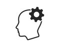 Brainstorming icon. head with gear. mind and mental work symbol Royalty Free Stock Photo