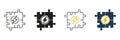 Brainstorming, Jigsaw Combination, Find Solution Line and Silhouette Icon Set. Teamwork Strategy Outline Sign. Editable