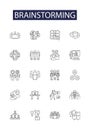 Brainstorming line vector icons and signs. Creativity, Thinking, Innovation, Generate, Imagine, Invent, Problem-Solve Royalty Free Stock Photo