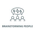 Brainstorming people line icon, vector. Brainstorming people outline sign, concept symbol, flat illustration Royalty Free Stock Photo