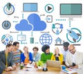 Brainstorming Sharing Online Global Communication Cloud Concept Royalty Free Stock Photo