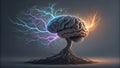 BrainTree Digital 3D Render, Glowing Roots, Dual Energy Concept