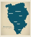 Braintree district map - England UK Royalty Free Stock Photo