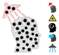 Brainwashing Polygonal Mesh Icon with Pathogen Elements