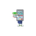 A brainy clever cartoon character of POS machine studying with some books