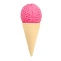 Brainy Delight: Ice Cream Cone with Human Brain Model