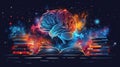 Brainy Education: Colorful Abstract Design of Brain with Books and Ideas for AI Prompt Royalty Free Stock Photo