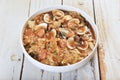 Braise rice with the mixed seafood