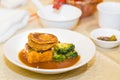 Braised abalone with broccoli and beancurd, premium expensive Ch