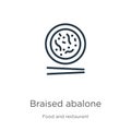 Braised abalone icon. Thin linear braised abalone outline icon isolated on white background from food and restaurant collection.