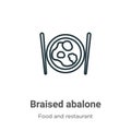 Braised abalone outline vector icon. Thin line black braised abalone icon, flat vector simple element illustration from editable