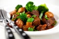 Braised beef with broccoli and mushrooms