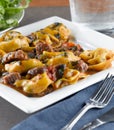 Braised beef and portobello tortelloni Royalty Free Stock Photo