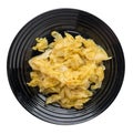 Braised cabbage in plate isolated on white background.  cabbage top view Royalty Free Stock Photo