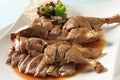 Braised duck meat on white plate Royalty Free Stock Photo