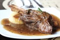 Braised lamb shank in mint and rosemary gravy Royalty Free Stock Photo