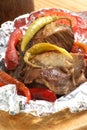 Braised meat in tinfoil with paprika