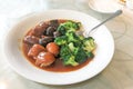 Braised mushroom with sea cucumber and broccoli, popular Chinese Royalty Free Stock Photo