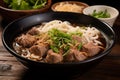 Braised pork noodles and pork balls soup Thai comfort food