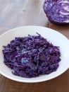 Braised red cabbage in bowl. Side dish served with venison, goose, pork or chicken roast