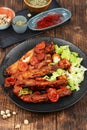 Roasted yummy pork ribs in sauce Royalty Free Stock Photo