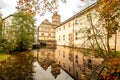 Brake Castle near Lemgo, with reflection in the moat Royalty Free Stock Photo