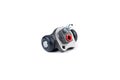 Brake cylinder, drum brake system on white background. Auto part