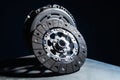 Brake disc plate on black background with shadow Royalty Free Stock Photo