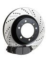 Brake discs and pads on a white background