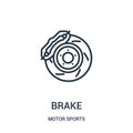 brake icon vector from motor sports collection. Thin line brake outline icon vector illustration. Linear symbol