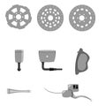 Brake motorcycle parts side and top view isolated on white vector illustration